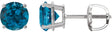 Platinum Natural London Blue Topaz Round 4-Prong Lightweight Stud Earrings