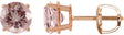 14K Gold Natural Pink Morganite Round 4-Prong Lightweight Stud Earrings – 6-7mm Stones - Rose Gold