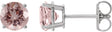 Platinum Natural Pink Morganite Round 4-Prong Lightweight Stud Earrings – 6-7mm Stones