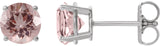 14K Gold Natural Pink Morganite Round 4-Prong Lightweight Stud Earrings - White Gold