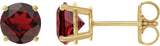 14K Gold Natural Mozambique Garnet Round 4-Prong Lightweight Stud Earrings - Yellow Gold