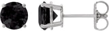 Platinum Natural Black Onyx Round 4-Prong Lightweight Stud Earrings – 6-8mm Stones