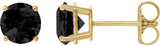 14K Gold Natural Black Onyx Round 4-Prong Lightweight Stud Earrings - Yellow Gold