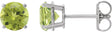 Platinum Natural Peridot Round 4-Prong Lightweight Stud Earrings – 6-8mm Stones