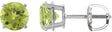 Platinum Natural Peridot Round 4-Prong Lightweight Stud Earrings