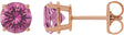 14K Gold Lab-Grown Pink Sapphire Round 4-Prong Lightweight Stud Earrings - Rose Gold