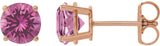14K Gold Lab-Grown Pink Sapphire Round 4-Prong Lightweight Stud Earrings - Rose Gold