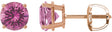 14K Gold Lab-Grown Pink Sapphire Round 4-Prong Lightweight Stud Earrings – 7-8mm Stones - Rose Gold