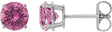 Platinum Lab-Grown Pink Sapphire Round 4-Prong Lightweight Stud Earrings – 7-8mm Stones