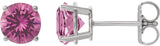 Platinum Lab-Grown Pink Sapphire Round 4-Prong Lightweight Stud Earrings – 7-8mm Stones