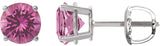Platinum Lab-Grown Pink Sapphire Round 4-Prong Lightweight Stud Earrings
