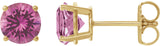 14K Gold Lab-Grown Pink Sapphire Round 4-Prong Lightweight Stud Earrings - Yellow Gold
