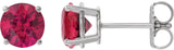 14K Gold Lab-Grown Ruby Round 4-Prong Lightweight Stud Earrings - White Gold