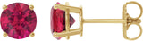 14K Gold Lab-Grown Ruby Round 4-Prong Lightweight Stud Earrings - Yellow Gold