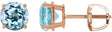 14K Gold Natural Sky Blue Topaz Round 4-Prong Lightweight Stud Earrings – 6-8mm Stones - Rose Gold