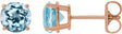 14K Gold Natural Sky Blue Topaz Round 4-Prong Lightweight Stud Earrings - Rose Gold