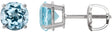 Platinum Natural Sky Blue Topaz Round 4-Prong Lightweight Stud Earrings