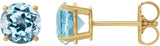 14K Gold Natural Sky Blue Topaz Round 4-Prong Lightweight Stud Earrings - Yellow Gold