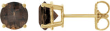 14K Gold Natural Smoky Quartz Round 4-Prong Lightweight Stud Earrings - Yellow Gold