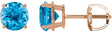14K Gold Natural Swiss Blue Topaz Round 4-Prong Lightweight Stud Earrings – 7-8mm Stones - Rose Gold