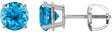 Platinum Natural Swiss Blue Topaz Round 4-Prong Lightweight Stud Earrings