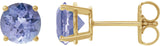 14K Gold Natural Tanzanite Round 4-Prong Lightweight Stud Earrings - Yellow Gold