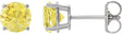 Platinum Lab-Grown Yellow Sapphire Round 4-Prong Lightweight Stud Earrings – 7-8mm Stones