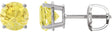 Platinum Lab-Grown Yellow Sapphire Round 4-Prong Lightweight Stud Earrings