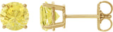 14K Gold Lab-Grown Yellow Sapphire Round 4-Prong Lightweight Stud Earrings - Yellow Gold