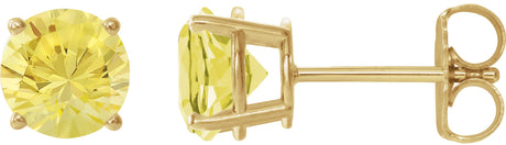 14K Gold Lab-Grown Yellow Sapphire Round 4-Prong Lightweight Stud Earrings - Yellow Gold