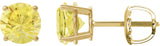 14K Gold Lab-Grown Yellow Sapphire Round 4-Prong Lightweight Stud Earrings – 7-8mm Stones - Yellow Gold