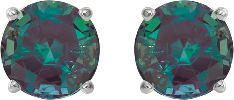 Platinum Lab-Grown Alexandrite Round 4-Prong Lightweight Stud Earrings - view 2