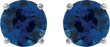 14K Gold Lab-Grown Blue Sapphire Round 4-Prong Lightweight Stud Earrings - White Gold - view 2