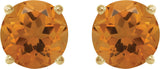 14K Gold Natural Citrine Round 4-Prong Lightweight Stud Earrings – 2.5-8mm Stones - Yellow Gold - view 2