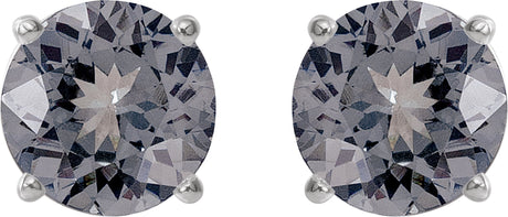 Platinum Natural Gray Spinel Round 4-Prong Lightweight Stud Earrings – 6mm Stones - view 2