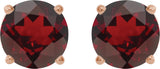 14K Gold Natural Mozambique Garnet Round 4-Prong Lightweight Stud Earrings – 2.5-8mm Stones - Rose Gold - view 2