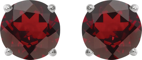 Platinum Natural Mozambique Garnet Round 4-Prong Lightweight Stud Earrings - view 2