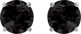 Platinum Natural Black Onyx Round 4-Prong Lightweight Stud Earrings - view 2