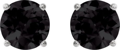 Platinum Natural Black Onyx Round 4-Prong Lightweight Stud Earrings – 6-8mm Stones - view 2