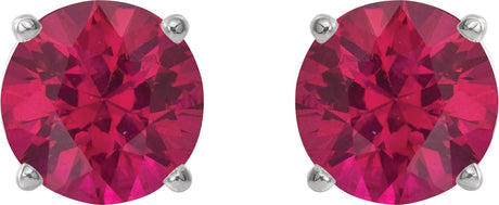 Platinum Lab-Grown Ruby Round 4-Prong Lightweight Stud Earrings - view 2