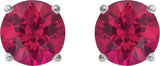 14K Gold Lab-Grown Ruby Round 4-Prong Lightweight Stud Earrings – 2.5-8mm Stones - White Gold - view 2