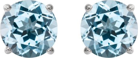 Platinum Natural Sky Blue Topaz Round 4-Prong Lightweight Stud Earrings – 6-8mm Stones - view 2