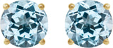 14K Gold Natural Sky Blue Topaz Round 4-Prong Lightweight Stud Earrings – 6-8mm Stones - Yellow Gold - view 2
