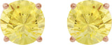 14K Gold Lab-Grown Yellow Sapphire Round 4-Prong Lightweight Stud Earrings - Rose Gold - view 2