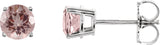 14K Gold Natural Pink Morganite Round 4-Prong Lightweight Stud Earrings - White Gold