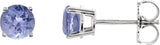 14K Gold Natural Tanzanite Round 4-Prong Lightweight Stud Earrings - White Gold