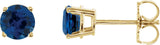 14K Gold Lab-Grown Blue Sapphire Round 4-Prong Lightweight Stud Earrings – 2.5-8mm Stones - Yellow Gold