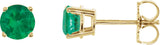 14K Gold Lab-Grown Emerald Round 4-Prong Lightweight Stud Earrings – 2.5-8mm Stones - Yellow Gold