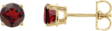 14K Gold Natural Mozambique Garnet Round 4-Prong Lightweight Stud Earrings – 2.5-8mm Stones - Yellow Gold