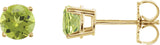14K Gold Natural Peridot Round 4-Prong Lightweight Stud Earrings – 2.5-8mm Stones - Yellow Gold